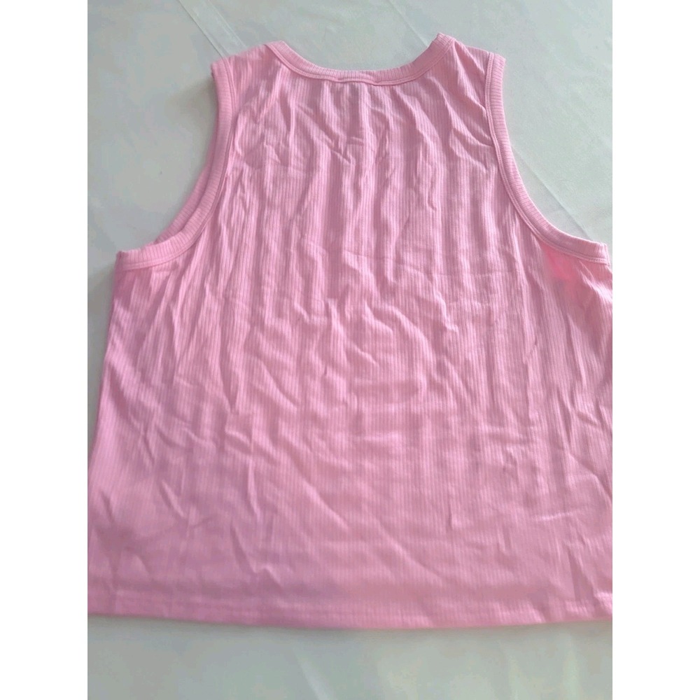 Plus Size 3X Pink Ribbed Tank Top Pearl Beaded Studded Y2K Coquette Stretch - Picture 9 of 10